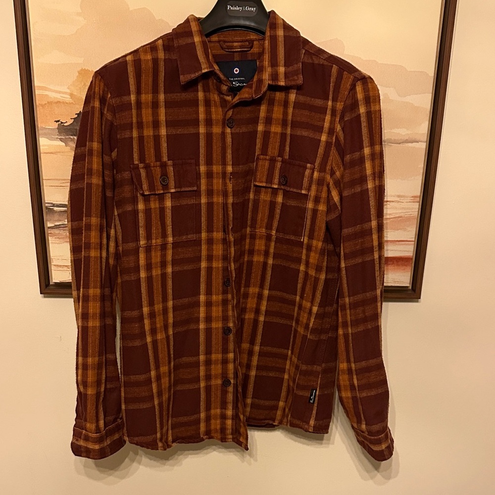 Ben Sherman Rust and Mustard Plaid Shirt